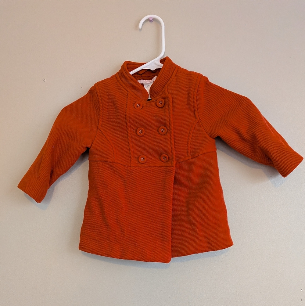 Janie and Jack Coat Baby 12–24 Months Red Orange Wool‎ Blend Corduroy Peacoat